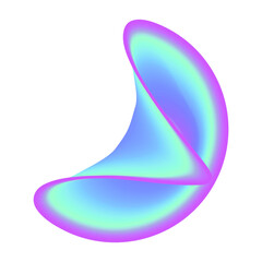 Isolated Gradient Shape. Holographic Blob For Collage Or Sticker. Abstract Element on Transparent Background. Cutout. Bright Rainbow Colors. Purple, Green, Blue And Turquoise Gradient Shape.