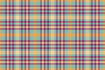 Long background plaid check, creative textile seamless tartan. Sample texture fabric vector pattern in teal and pink colors.