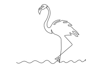 Fototapeta premium Simple flamingo continuous one line drawing abstract minimal artwork