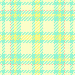 Pastel plaid pattern. Seamless textile design in yellow, aqua, and pale red. Ideal for backgrounds, fabrics, or creative design projects. Versatile  eyecatching.