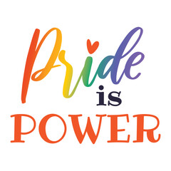 Pride Is Power Text With Rainbow Colors And Heart Symbol Transferred On Transparent Background Celebrating LGBTQ Community