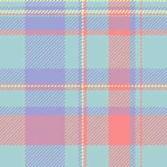 Britain textile plaid tartan, stitched background check texture. Slim vector seamless fabric pattern in light and tulip colors.