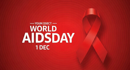 World aids day december first red ribbon awareness campaign and support