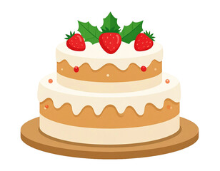 白い生クリームと苺のバースデーケーキ　お誕生日　クリスマスケーキ