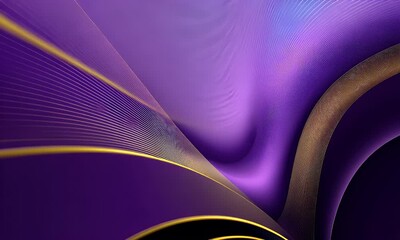 Abstract flowing waves of luminous purple and blue light with golden accents creating a sense of depth and motion - Powered by Adobe