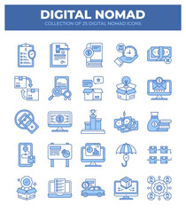 Digital Nomad Icons. Ultimate Guide to Remote Work and Online Business