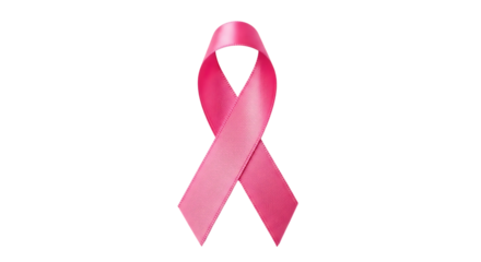 Pink satin ribbon symbol for breast cancer awareness, isolated on a white or transparent background, cutout, PNG
