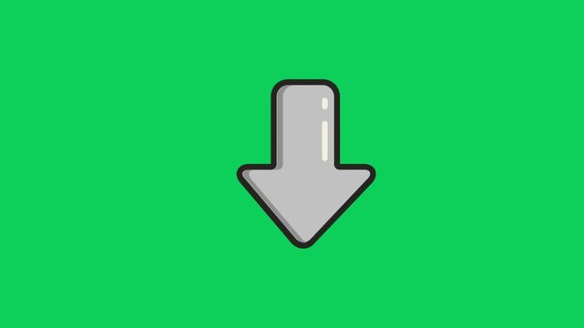 Dynamic green arrow pointing downward for app interface motion graphics, scroll down animations, website navigation, or download instructions
