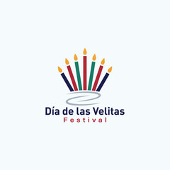 Da de las Velitas Festival Logo with Colorful Candles