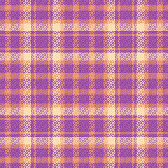 Elegant plaid pattern in purple, peach, and cream hues. Textile design, ideal for backgrounds, fashion, and graphic elements. Adds warmth and timeless appeal to any project.