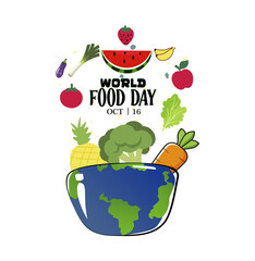 World Food Day celebration card vector design illustration. Flat vector, Flat cartoon, Hand-drawn template, Background.