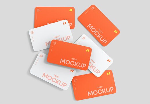 Floating Round Corner Business Card Mockup