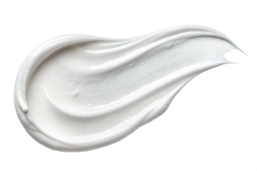 A smooth smear of white cosmetic cream or face lotion texture. Perfect for skincare, beauty, or cosmetic branding mockups. Isolated on transparent background, PNG ideal for product design, advertising