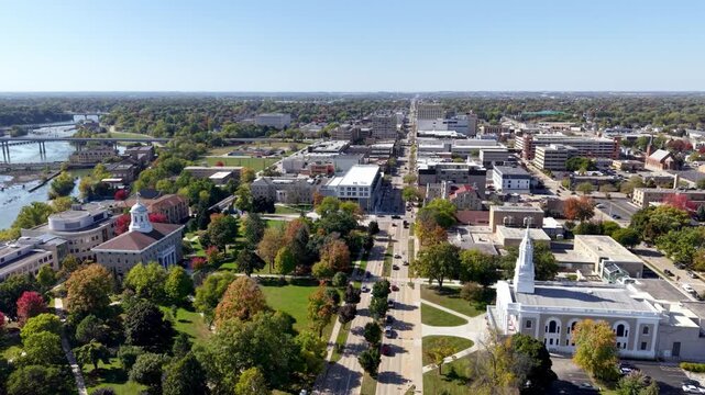 aerial rising up to reveal appleton wisconsin
