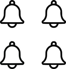 Set of Four Bell Symbols  Notification, Reminder, and Message Alert Icons