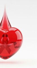 Obraz premium Red ribbon inside heart shaped blood drop. Symbol of awareness and solidarity.