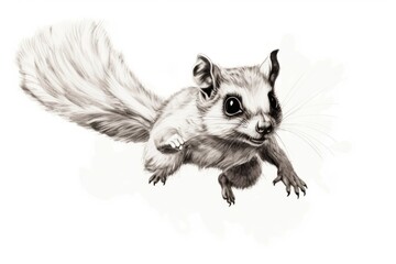 Flying squirrel animal sketch engraving drawing mammal rodent.