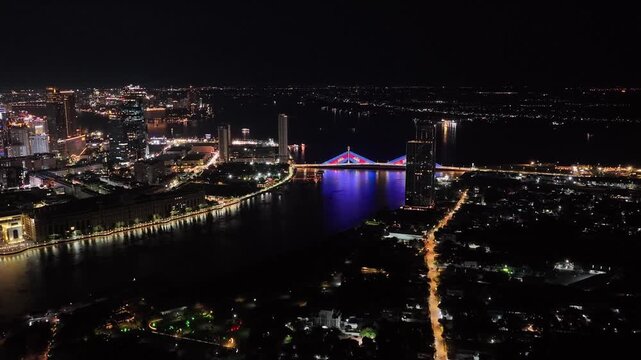 The most beautiful Koh Pich district at night in the Phnom Penh, Cambodia