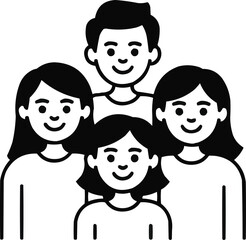 Community and Teamwork Icon Set  Smiling Group of Four People Symbolizing Unity and Happiness