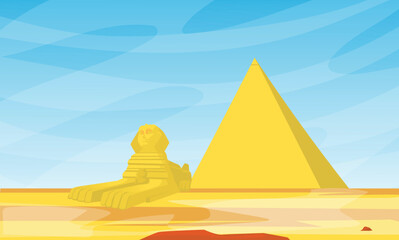 Egypt with a background of the Sphinx and pyramids