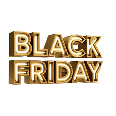 Golden 3d text black friday with reflection isolated on transparent background