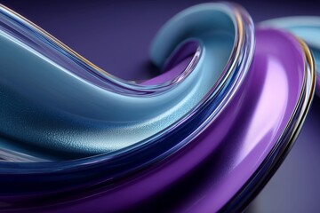 Abstract 3D metallic waves in blue and purple tones with smooth glossy surface, symbolizing modern technology, luxury, and innovation. Perfect for banners, branding, and futuristic background design.