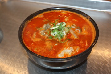 South Korean Food Spicy Pork Soup with Rice