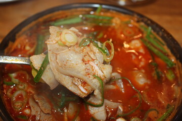 South Korean Food Spicy Pork Soup with Rice