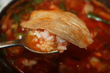 South Korean Food Spicy Pork Soup with Rice