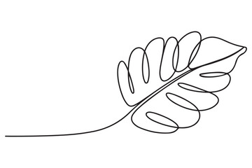 One line drawing of leaf symbol vector outline illustration for eco and nature concept on white
