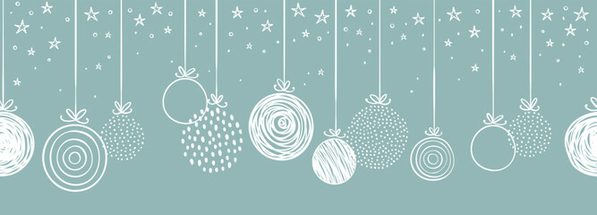 Elegant Christmas baubles seamless pattern, hand drawn balls - great for textiles, wallpapers, invitations, banners - vector surface design