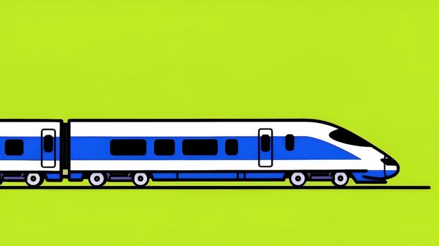 Blue High Speed Train Traveling on Tracks