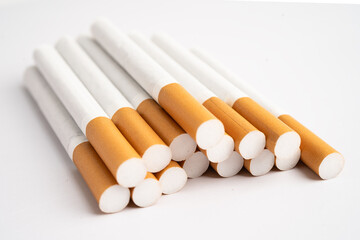 Cigarette, roll tobacco in paper with filter tube, No smoking.