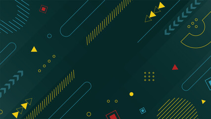 Stylish abstract geometric background featuring colorful lines triangles and circles on a dark surface perfect for digital artwork posters web banners and creative graphic projects