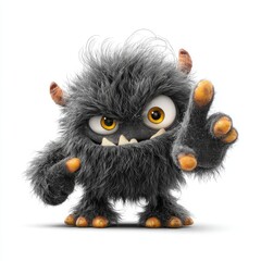 Cute and funny halloween monster pointing towards camera.