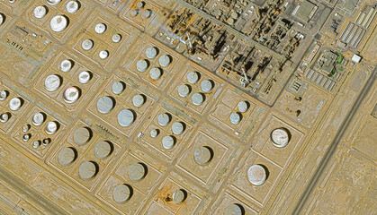 Industrial Giant: A bird's-eye view of the Yanbu oil refinery complex in Saudi Arabia in the summer of 2025