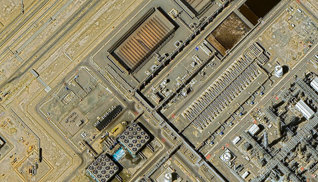 Industrial Giant: A bird's-eye view of the Yanbu oil refinery complex in Saudi Arabia in the summer of 2025