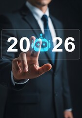 Futuristic robot year display artificial intelligence