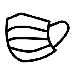 Antibacterial mask with strap line icon, safety workwear concept. Vector graphics. Disposable mask, protection sign on white background, style icon mobile or web design.