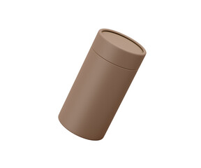 Brown paper tube container, packaging mockup for branding, isolated object. 3d illustration