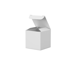 Square white opened gift or product packaging box template isolated mockup. 3d illustration