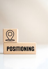 Wooden blocks with location icon and word positioning