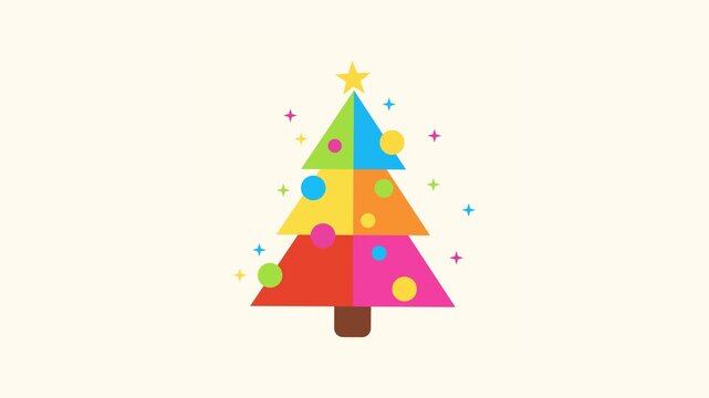 Vibrant Multicolor Christmas Tree Design with Circles and Star Top for Fun Holiday Celebration
