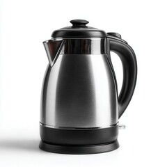 Fototapeta premium Modern Stainless Steel Electric Kettle on White Background