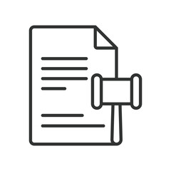 Legal document icon in line design. legal, document, gavel, law, contract, paper, court on white background vector. Legal document editable stroke icon