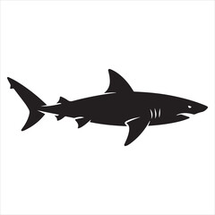 shark silhouette, black vector icon style, simple shape, clean