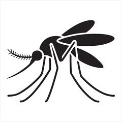 Mosquito silhouette, black vector icon style, simple shape, clean
