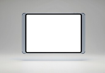 A modern tablet with a blank white screen, a minimalist design, ideal for mockups, presentations, and content demonstrations, isolated on a light background