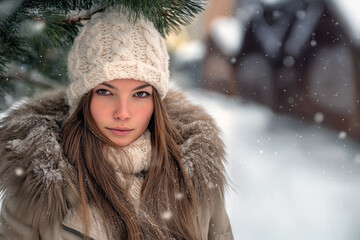 Under the pine, knit hat and fur-trim parka: warm clothes for cool seasons