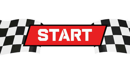 Conceptual design of a starting line banner with checkered flags representing the beginning of a challenge or race